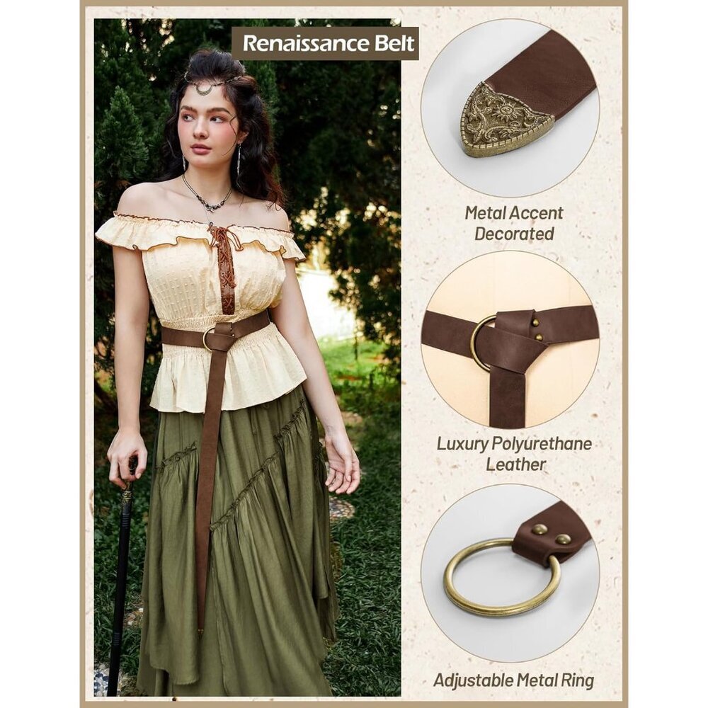 Cosplay-Ready Dark Brown Leather Belt for Pirates, Vikings & Renaissance Fairs - Picture 2 of 9